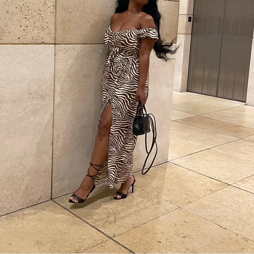 Brown zebra maxi with splits